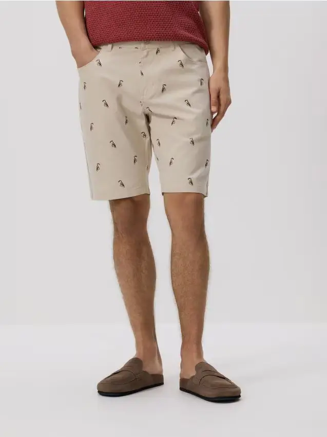 Shorts carrot stampati - panna