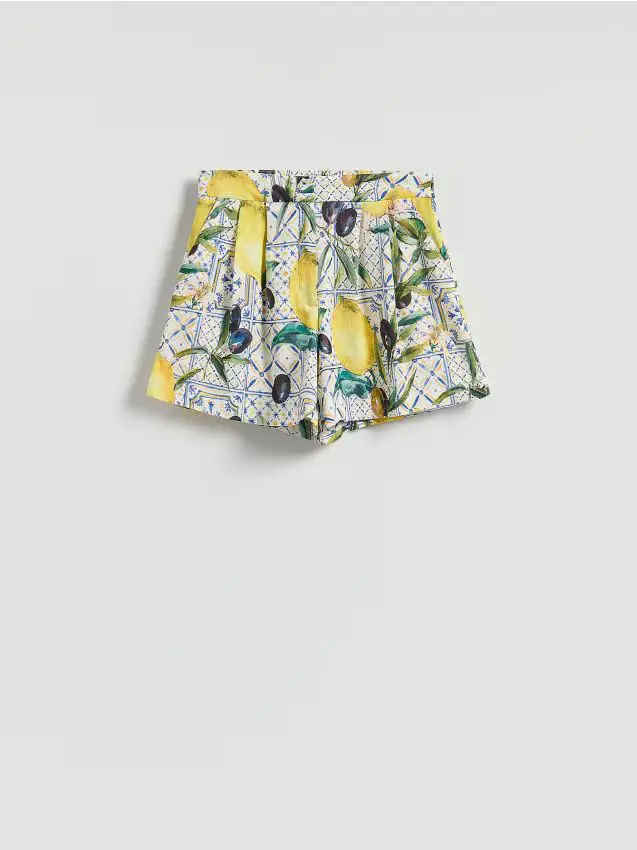 Shorts con fantasia in lino - multicolore