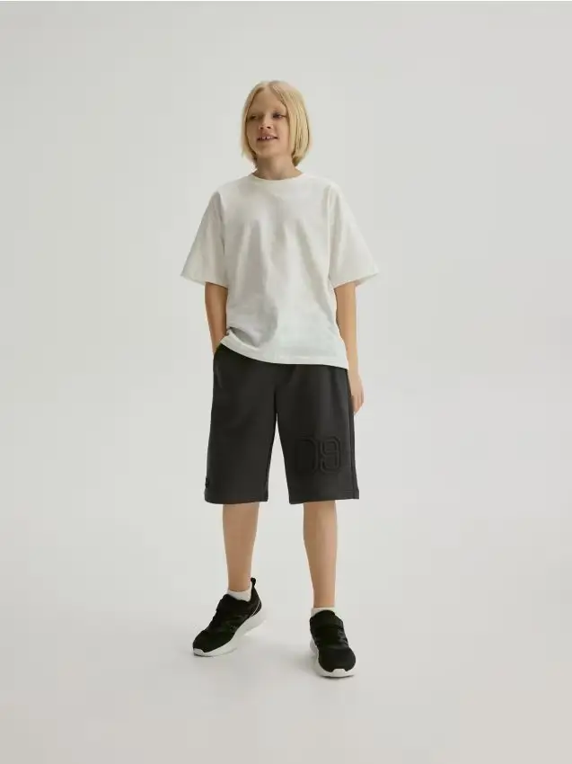 Shorts di cotone goffrato - grigio scuro