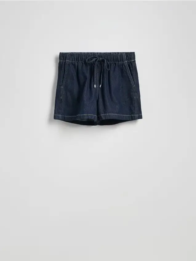 Shorts di jeans con laccetti - blu scuro