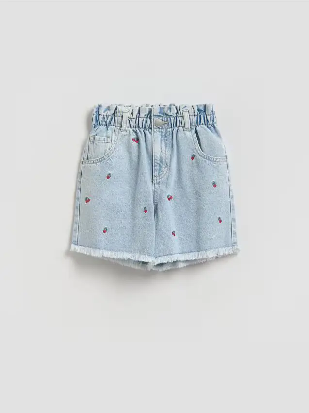 Shorts di jeans ricamati - blu