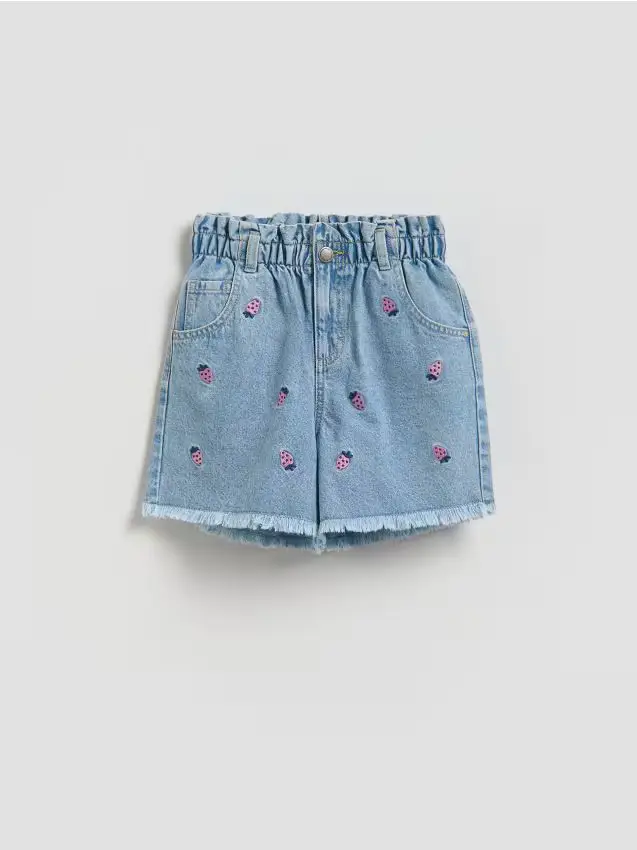 Shorts di jeans ricamati - blu
