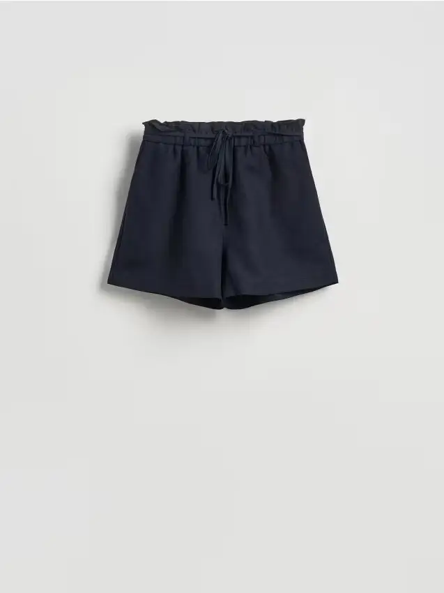 Shorts in lino e viscosa - blu scuro
