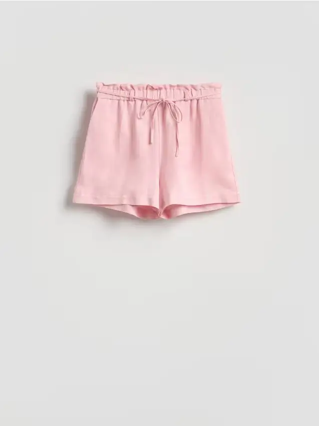 Shorts in lino e viscosa - rosa pastello
