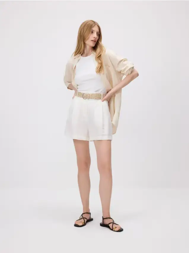Shorts in misto lino - bianco