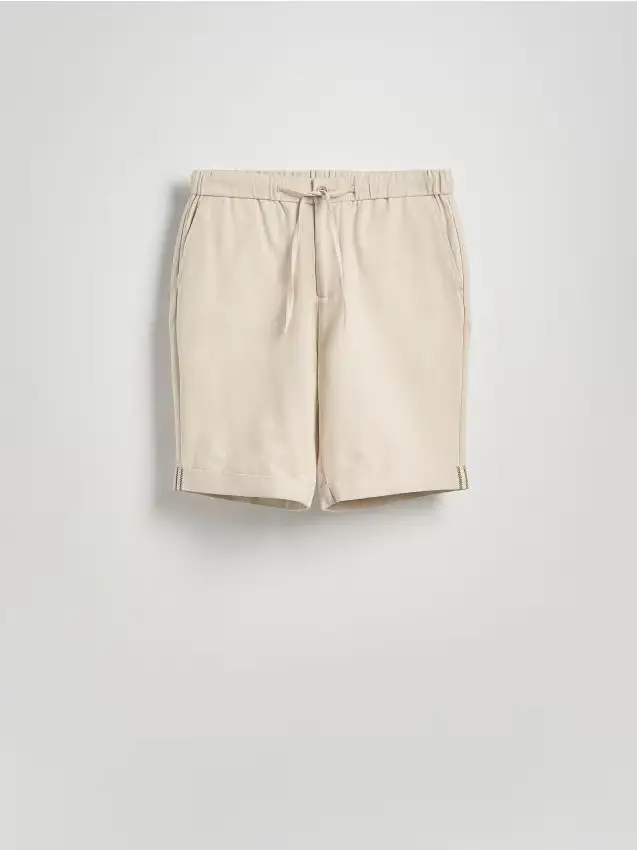 Shorts regular con lino - beige
