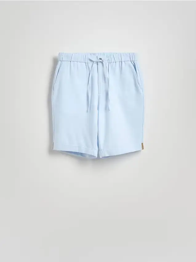 Shorts regular con lino - blu pallido