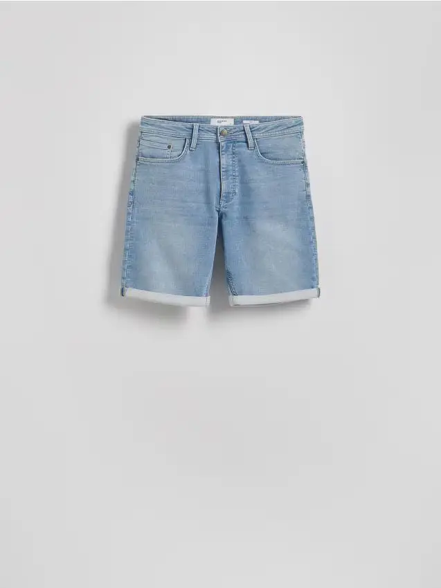 Shorts slim fit con pinces - blu