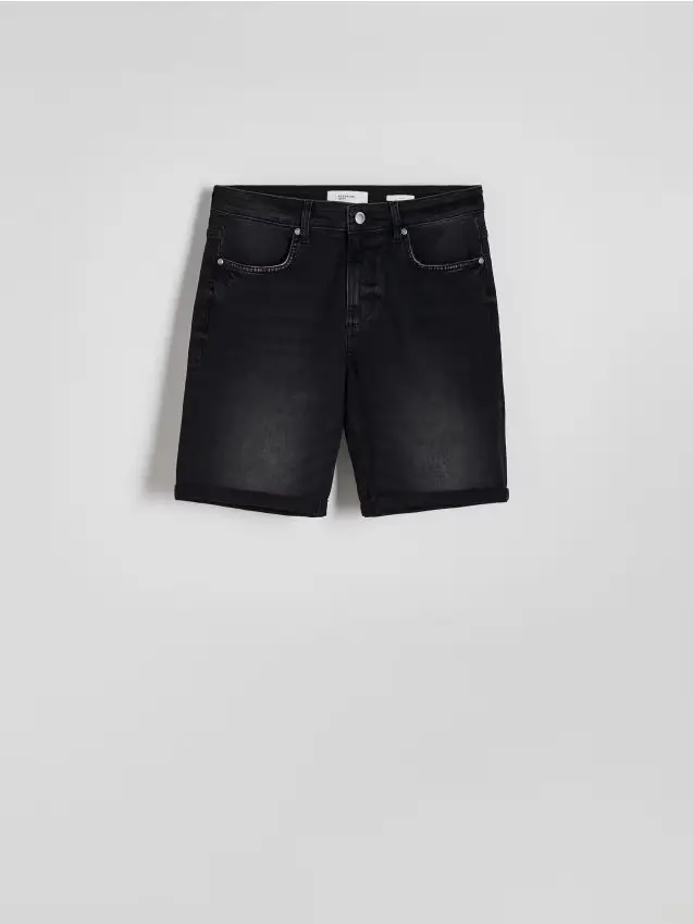 Shorts slim in denim - grigio