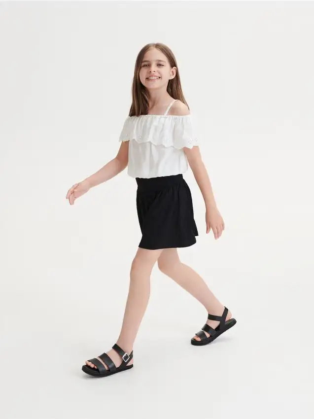 Shorts with gathered waist - nero