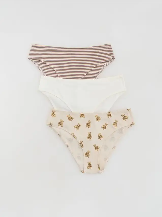 Slip bikini in cotone 3 pack - beige