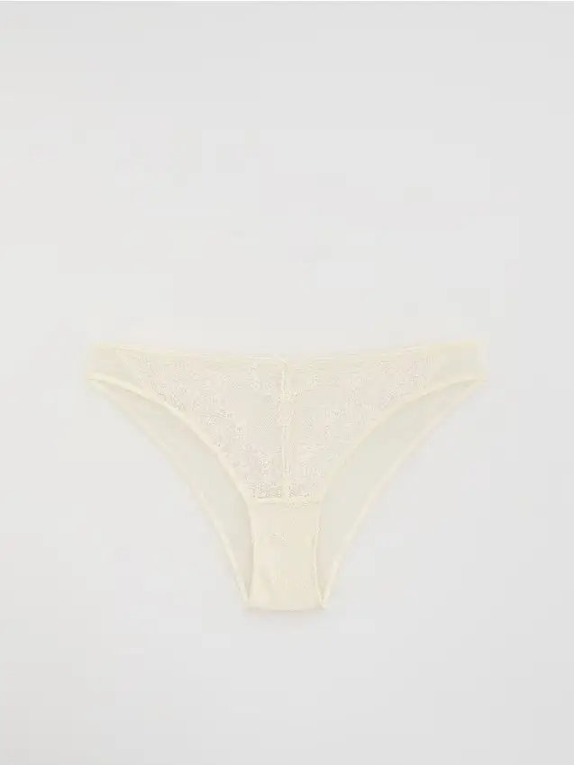Slip bikini in pizzo - panna