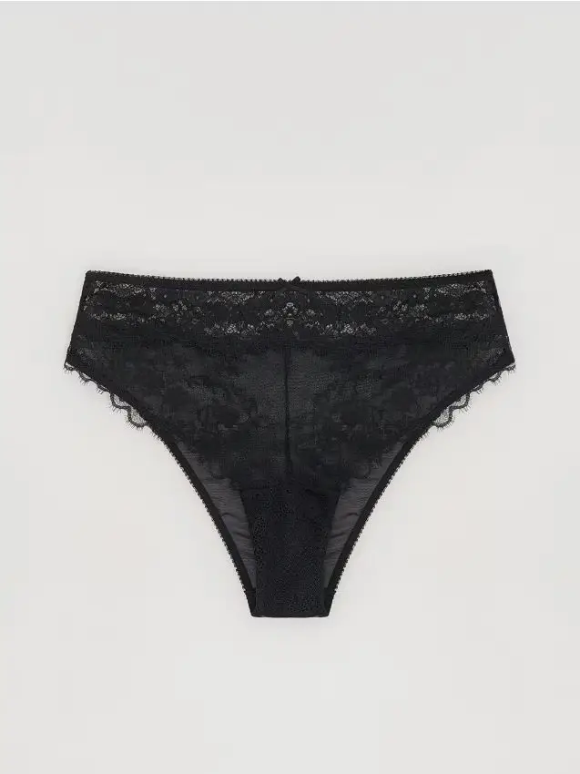 Slip brasiliani con pizzo - nero