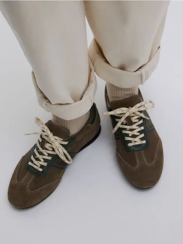 Sneaker scamosciate - verde-marrone