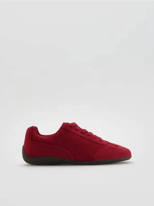 Sneakers effetto scamosciato - rosso