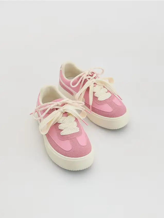 Sneakers in materiali misti combinati - rosa
