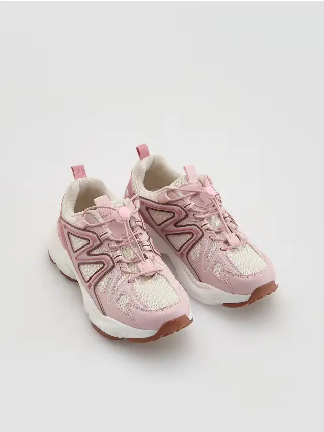 Sneakers in materiali misti combinati - rosa pastello