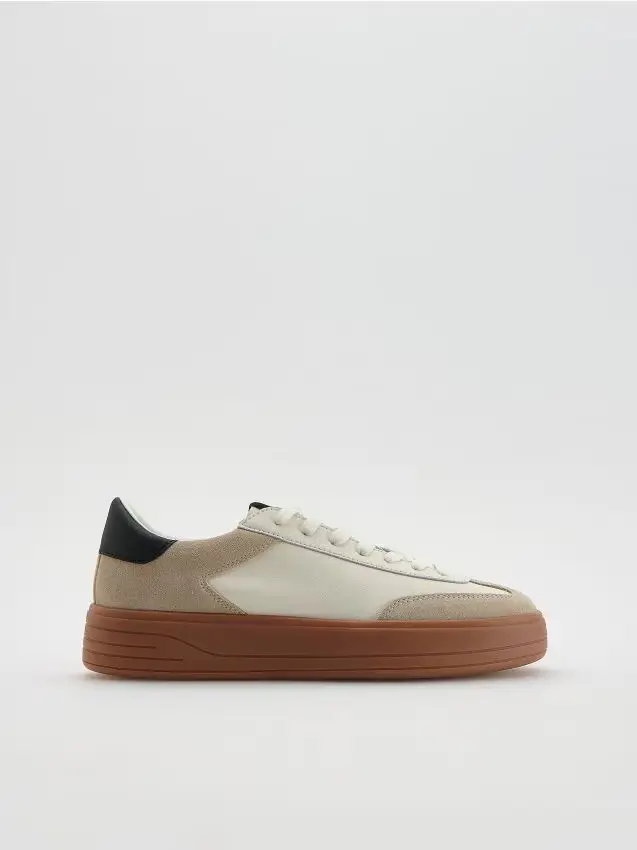 Sneakers in pelle con inserti - multicolore