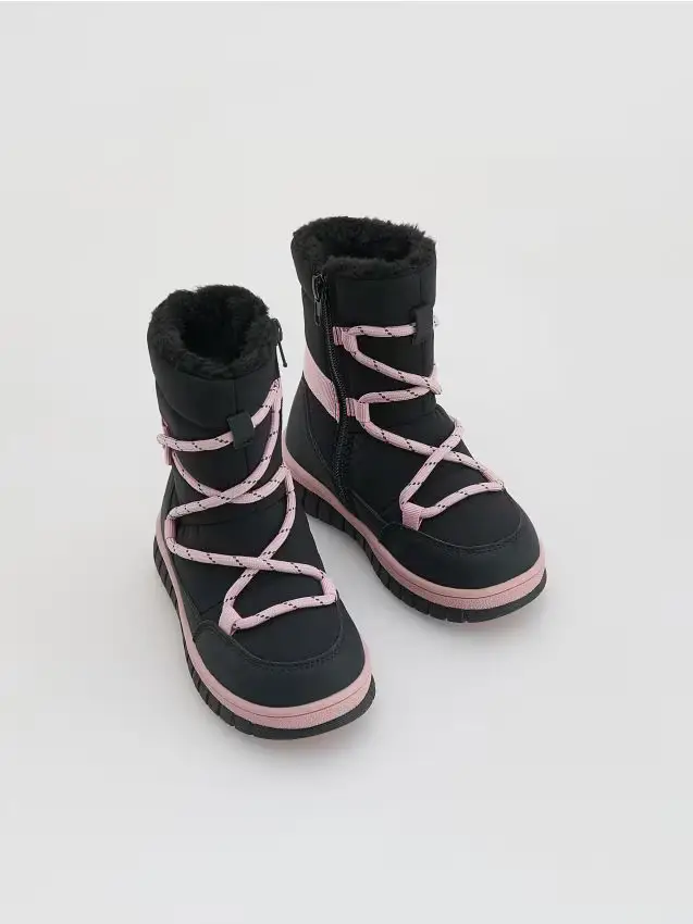 Stivaletti da neve isolanti allacciati - nero