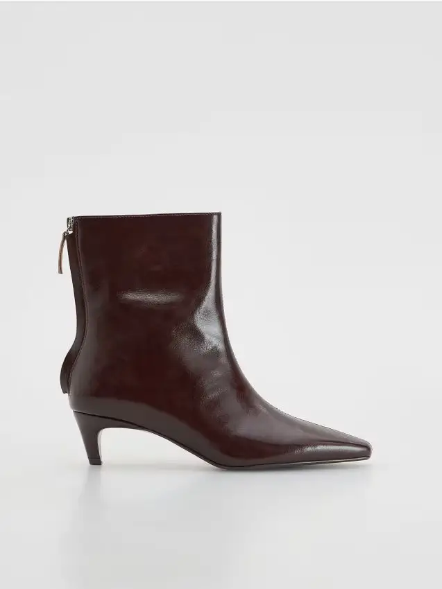 Stivaletti in pelle con tacco - maroon