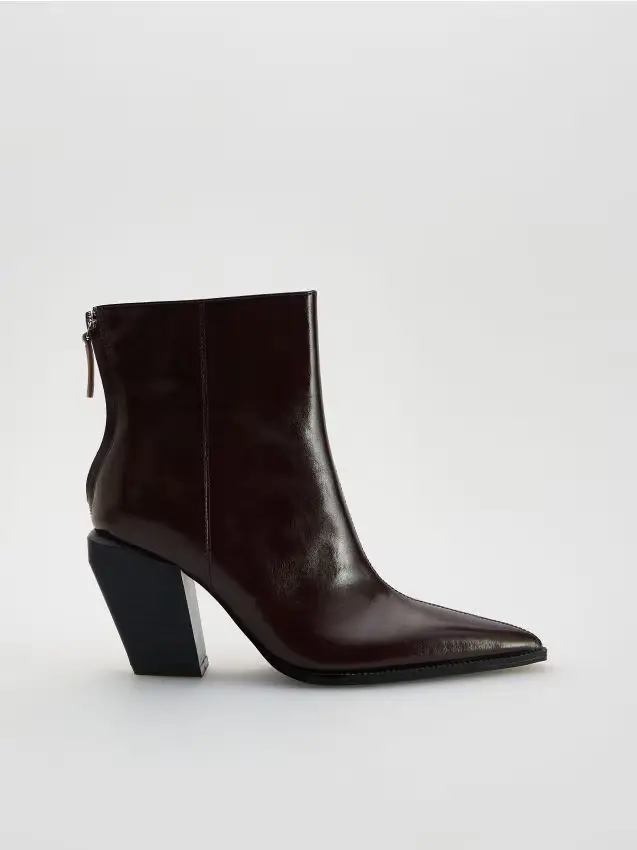 Stivaletti in pelle con tacco - maroon