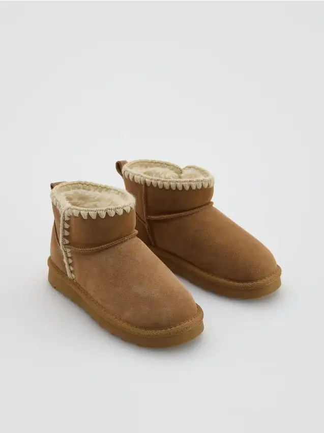 Stivaletti in pelle foderati - marrone dorato