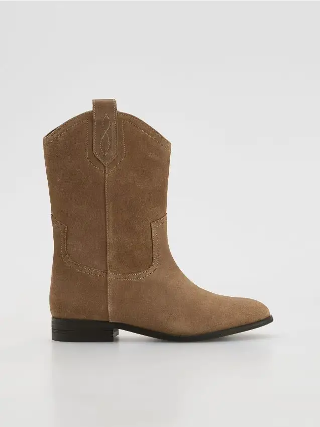 Stivaletti in pelle scamosciata - beige