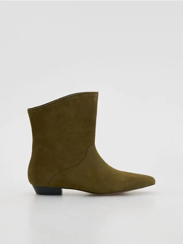 Stivaletti in pelle scamosciata - verde-marrone