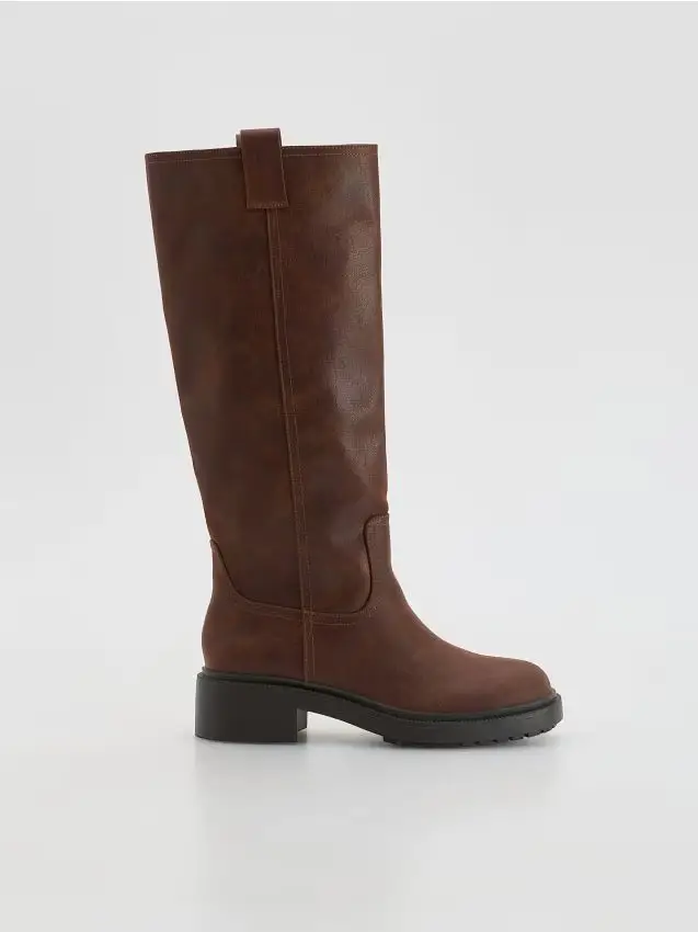 Stivali a tacco basso - marrone scuro