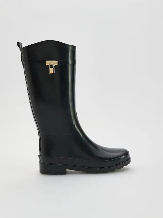 Stivali alti con fibbia - nero