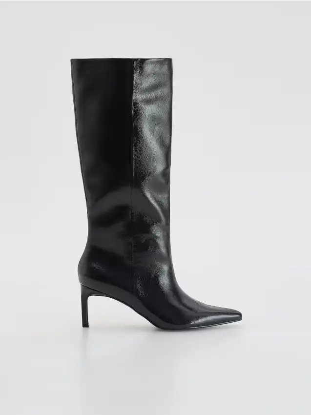 Stivali alti con tacco - viola scuro