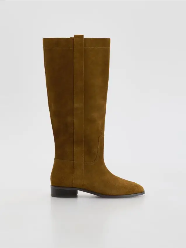 Stivali alti scamosciati - marrone dorato