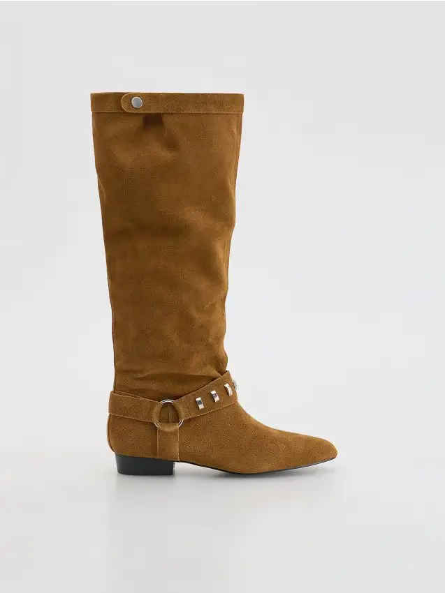 Stivali alti scamosciati - marrone scuro