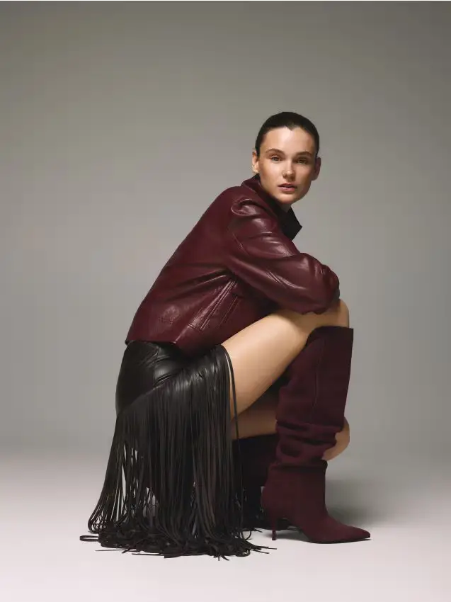 Stivali con tacco in camoscio - maroon