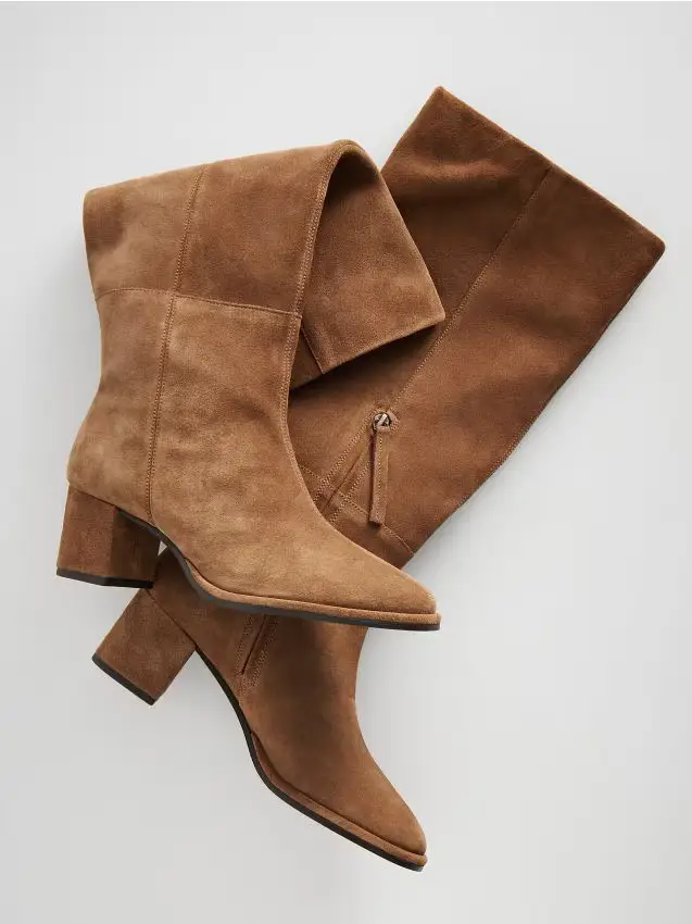 Stivali in camoscio con tacco - marrone