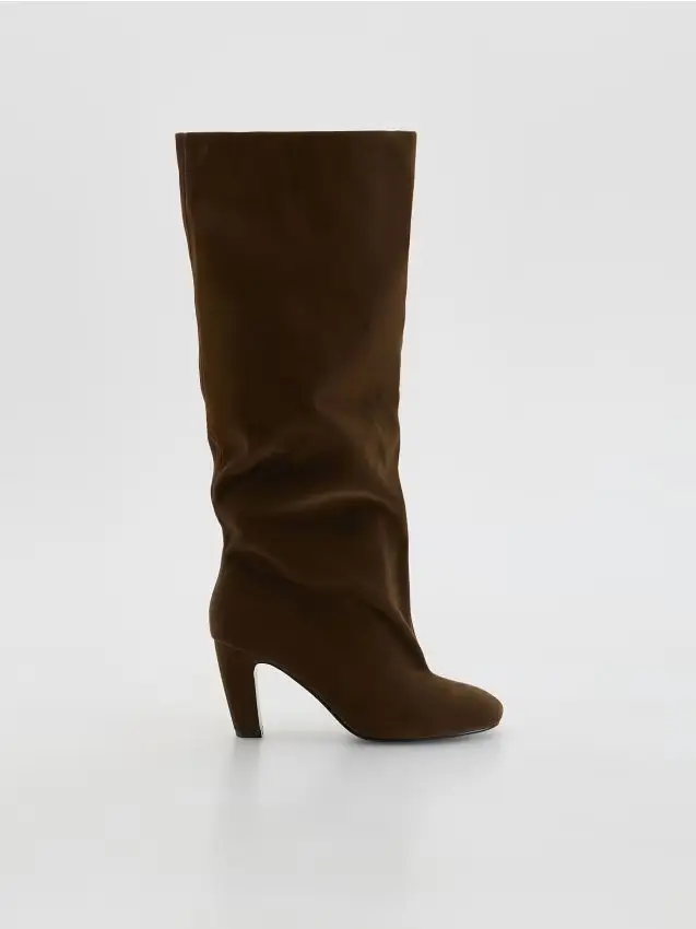 Stivali in finta pelle scamosciata - marrone scuro