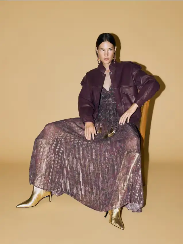 Stivali in pelle con tacco a spillo - oro