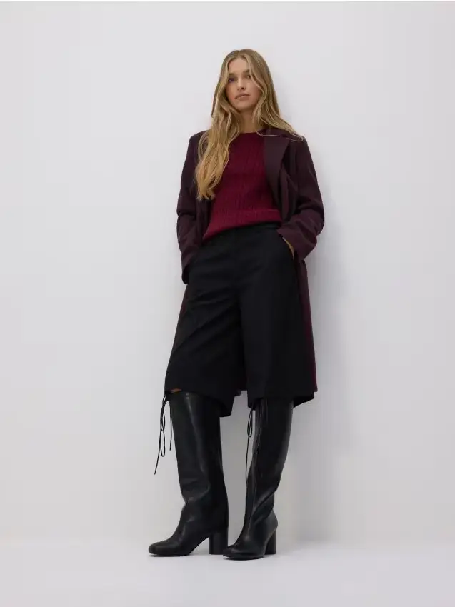 Stivali in pelle stringati - nero