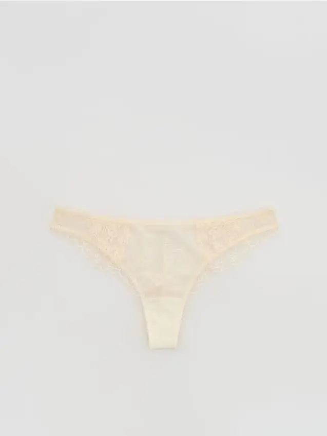 String perizoma in pizzo - panna