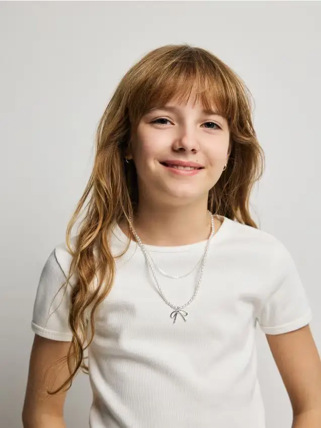 T-shirt a costine - panna