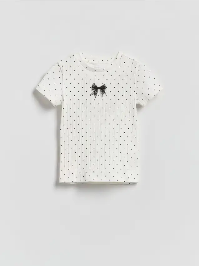 T-shirt a pois - panna