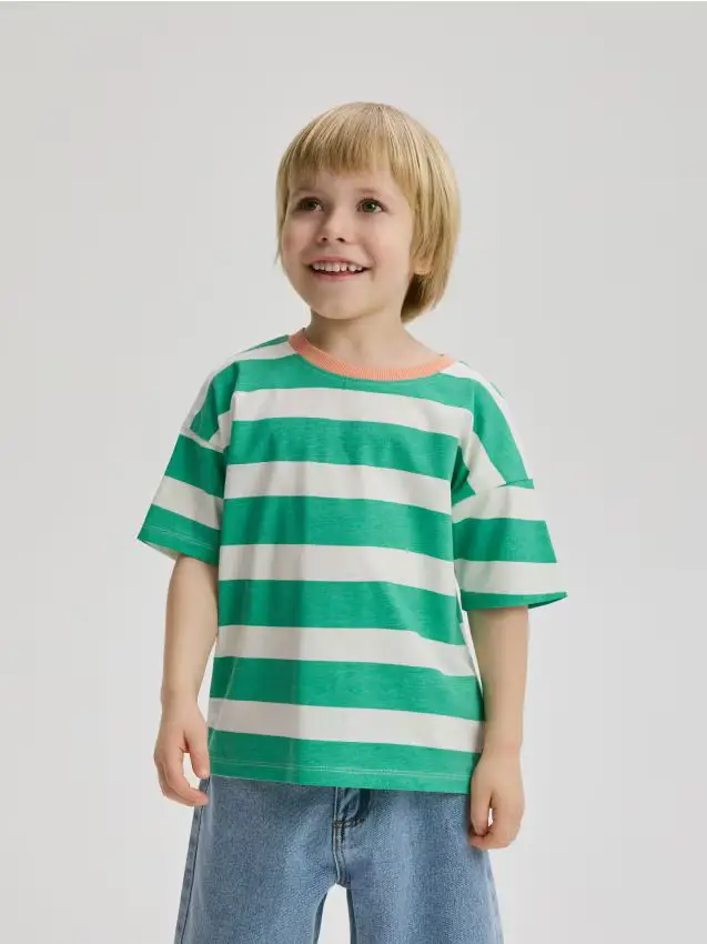 T-shirt a righe - panna