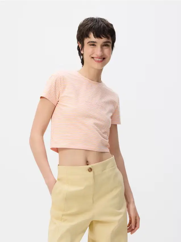 T-shirt a righe - rosa pastello