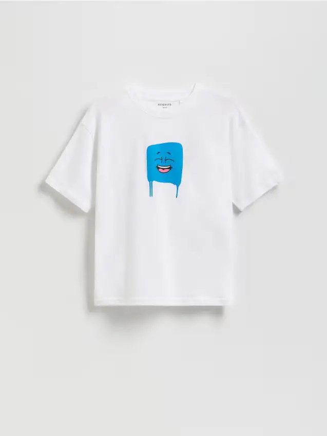 T-shirt basic in cotone - panna