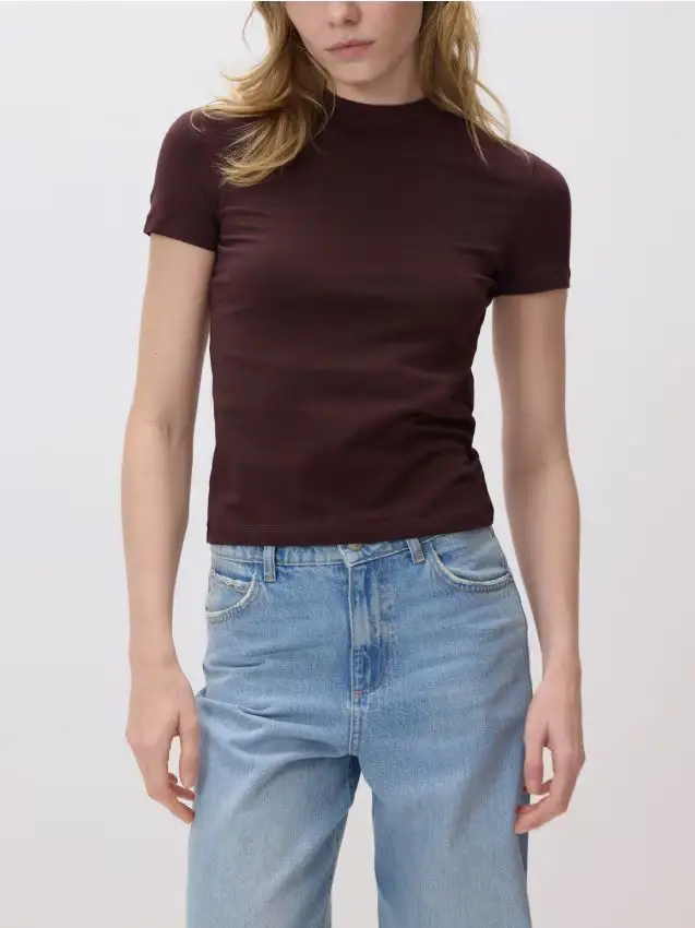 T-shirt basic - marrone scuro