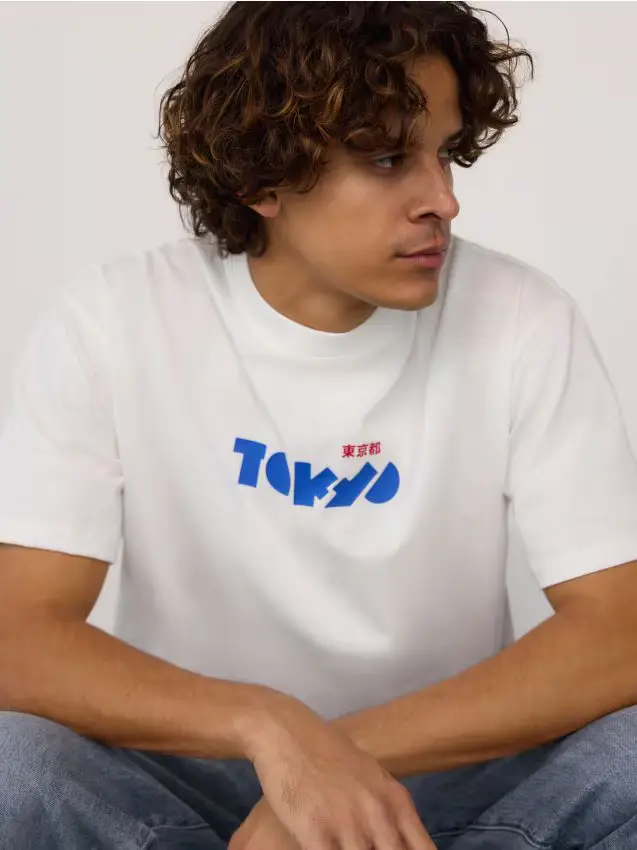 T-shirt boxy con stampa - bianco