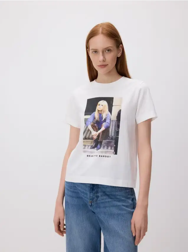 T-shirt Brigitte Bardot - bianco