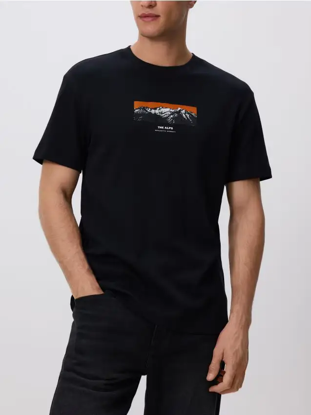 T-shirt comfort con stampa - nero