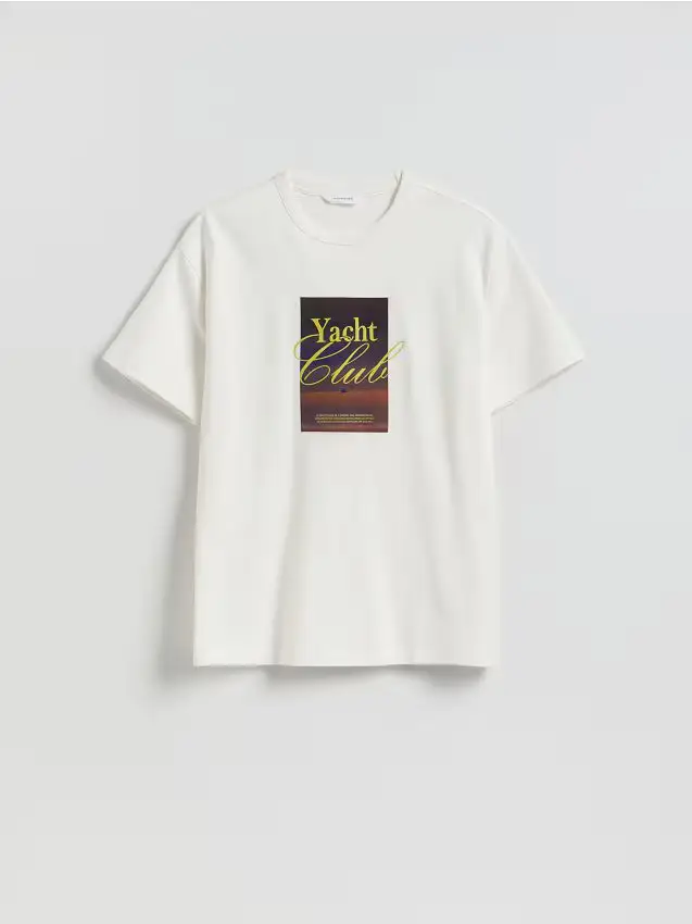 T-shirt comfort con stampa - panna