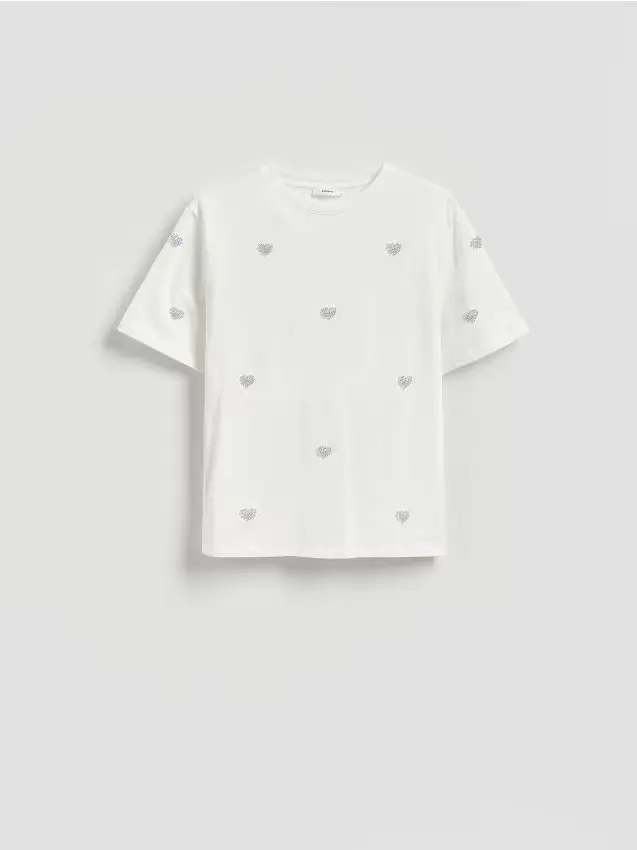 T-shirt con applicazione - bianco